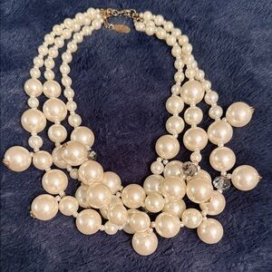 Cream Multi-Strand Pearl Statement Necklace